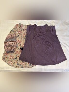 💜🤎‎ NWOT Bundle of 2 BloomChic and Cato Tops, 18/20